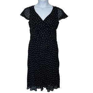 Vintage Evan Picone Polka Dot Midi Dress Sz 10 Black Whimsigoth